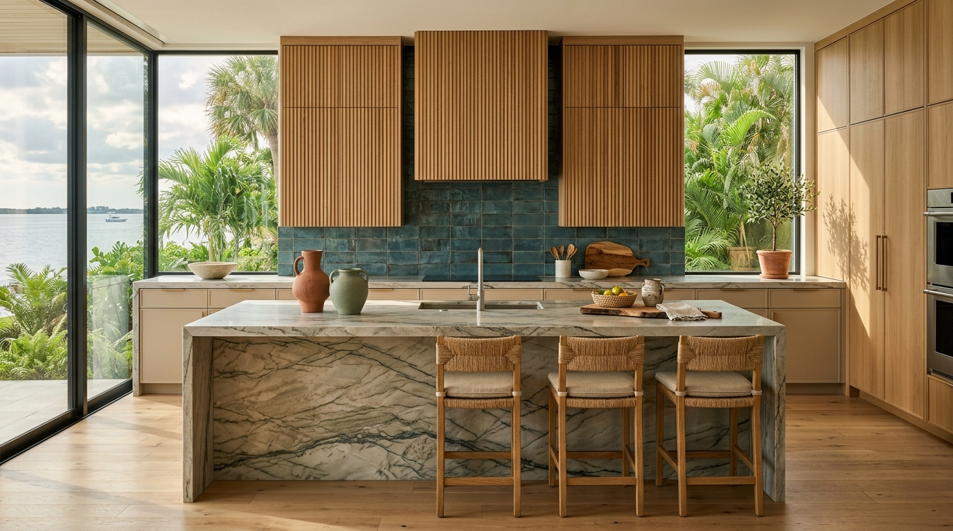 Soft coastal modernism kitchen design trend Tampa Bay 2026