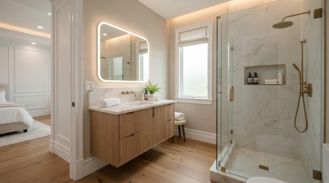 Premium small bathroom remodel $20,000 to $30,000