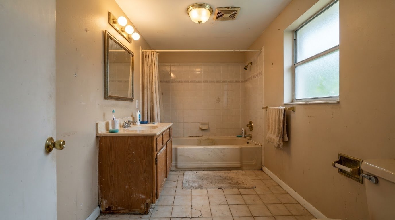 Bathroom before Renov8 Plus renovation - original layout